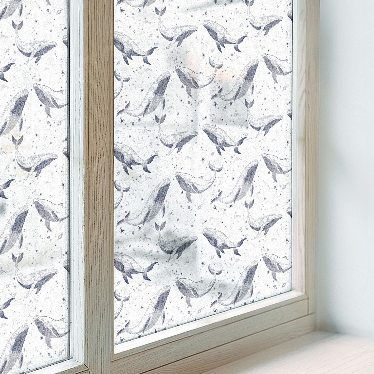 Coloray Privacy Folie Raam - Zeedieren Anti inkijk Folie - 50x100 cm - Wit Privacy Folie Raam - Raamfolie Tegen inkijk Glas in Lood - Voor de badkamer, slaapkamer, hal - Raamfolie Zonwering