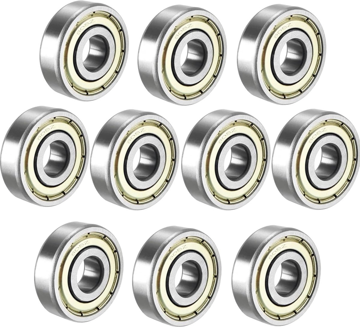 Pack of 10 Miniature Ball Bearings - 608Z Steel Ball Bearings - Double Sealed Stainless Steel - Groove Ball Bearings voor Skateboards - Scooters - Inline Skates 8mm x 22mm x 7mm