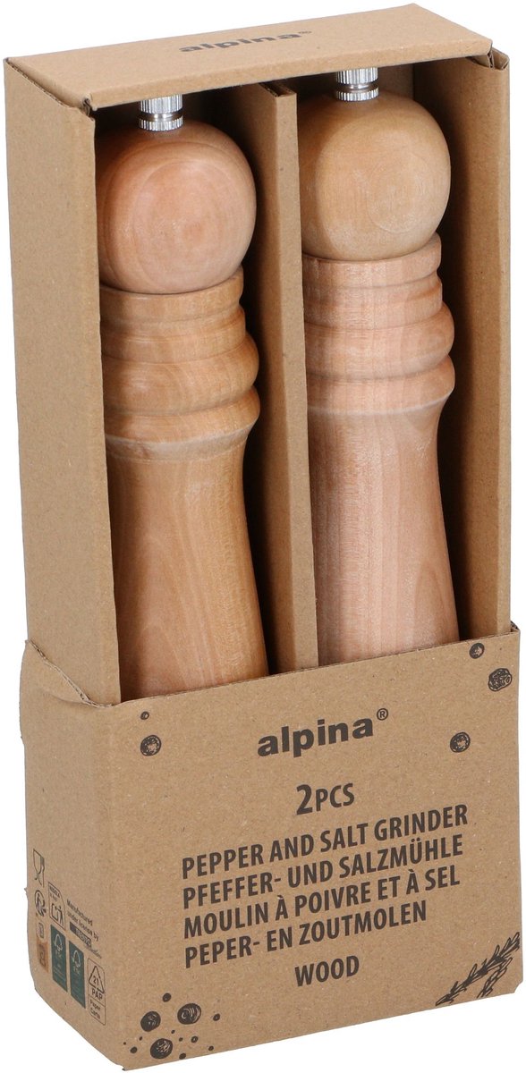 alpina Peper- En Zoutmolen 2 Stuks - Hout