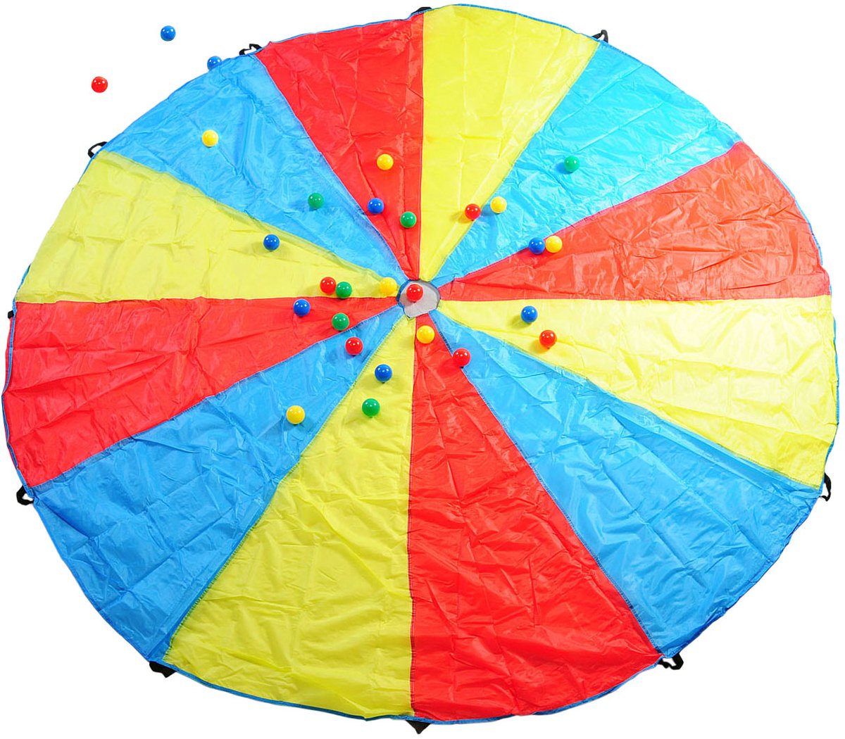 BS Toys Parachute Spel met Gat - Buitenspeelgoed - Vangspel - Doekspel 3 tot 12 Spelers - Spelletjes voor kinderen - Buiten speelgoed - Buitenspel - Buiten Spellen - Tuin Speelgoed - Strandspeelgoed - 3 Meter doek — afbeelding 10