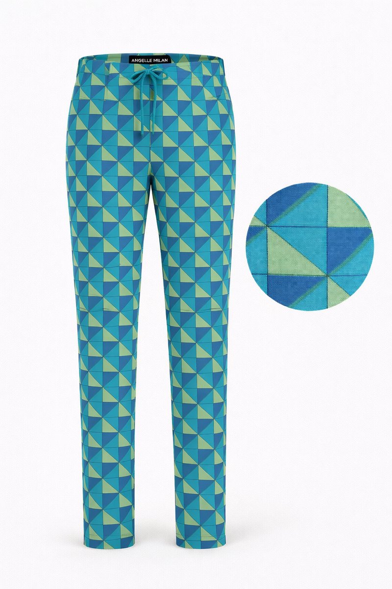 Angelle Milan Travelbroek Dames - Blauw - Travelstof - Maat M