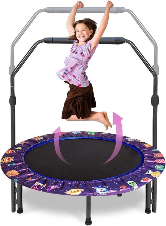 Mini Kindertrampoline 91 cm met Verstelbare Handgreep voor Binnen en Buiten