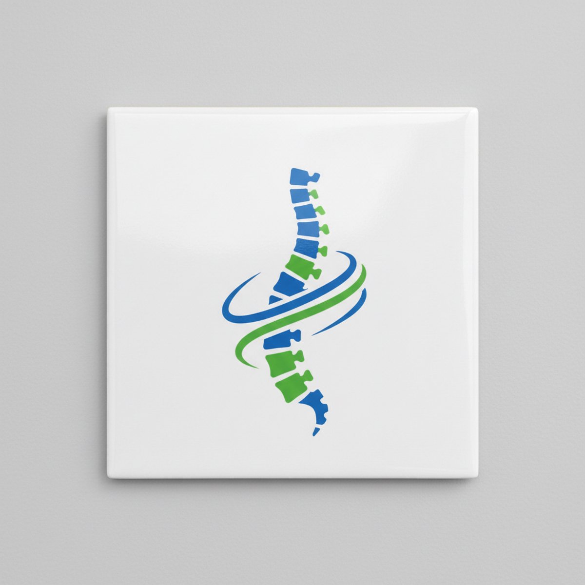 Abstracte Wervelkolom & Wellness Symbool Keramische Tegel – Moderne Gezondheid & Balans Wa