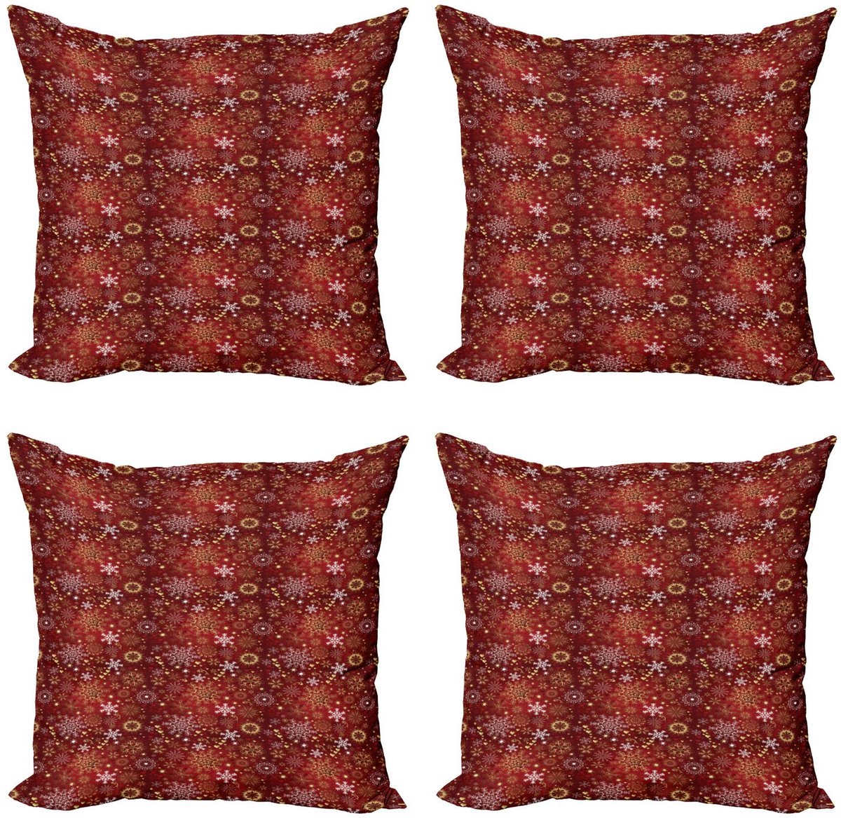 ABAKUHAUS Kussenhoes – Set 4×50×50 cm – Dubbelzijdig – Multicolor Wit