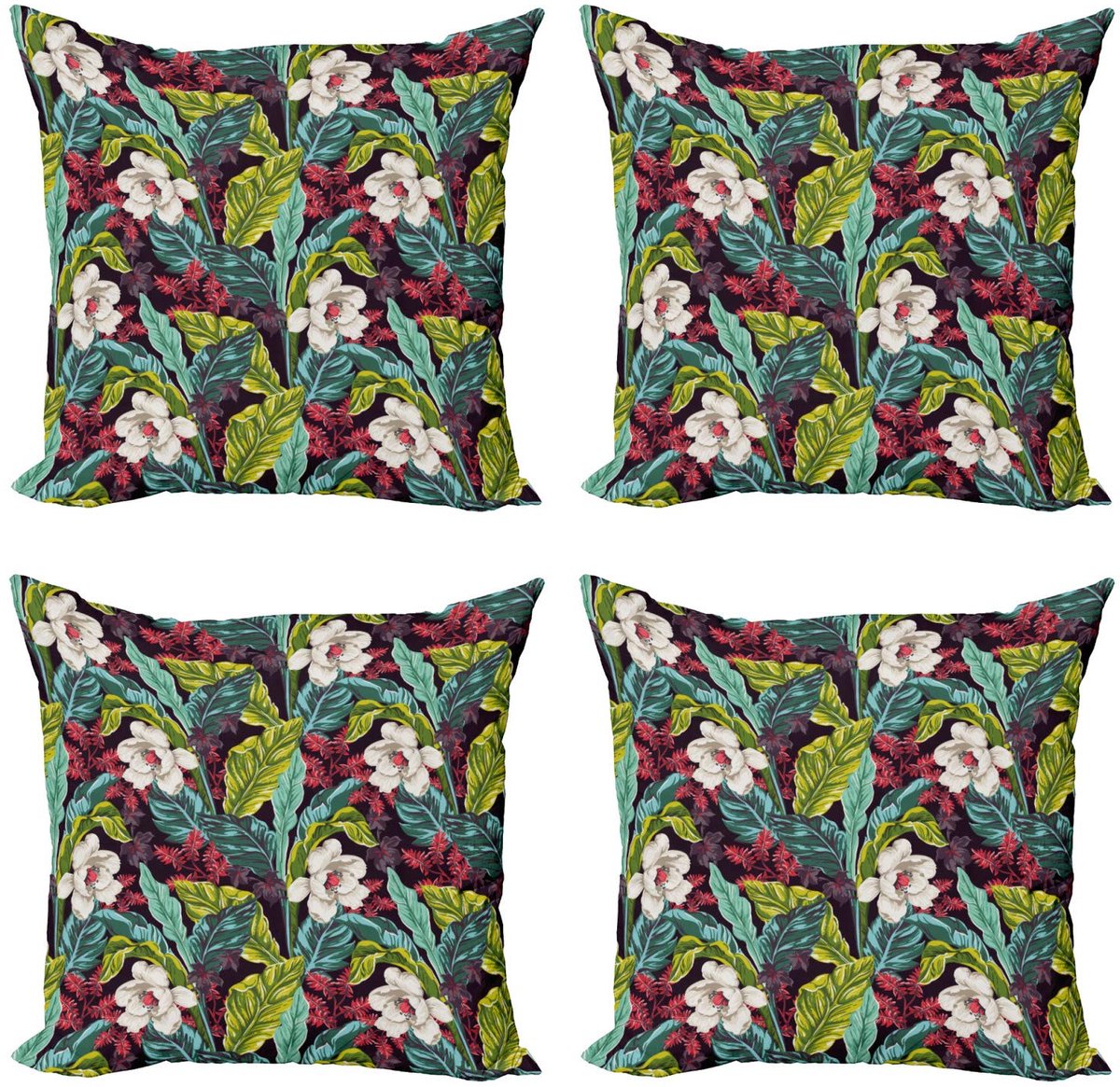 ABAKUHAUS Kussenhoes Set – 4x40x40 cm – Dubbelzijdig bedrukte Mikrofaser Multicolor Rood