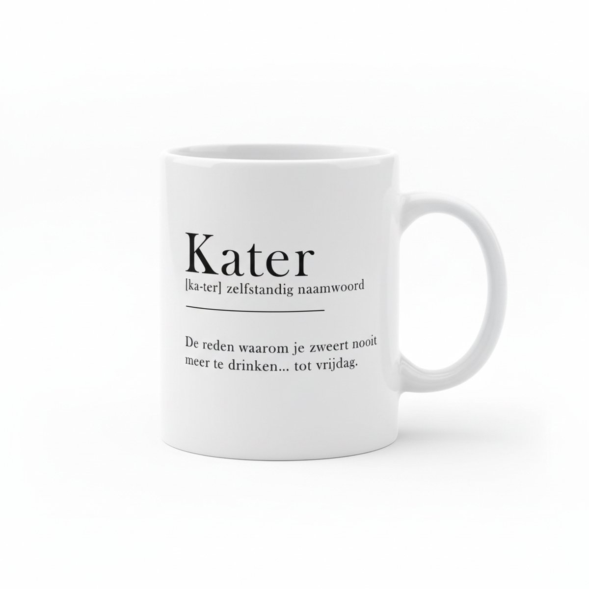 Grappige Definitie Koffiemok 330 ml – “Kater” Humor Tekst Keramische Mok