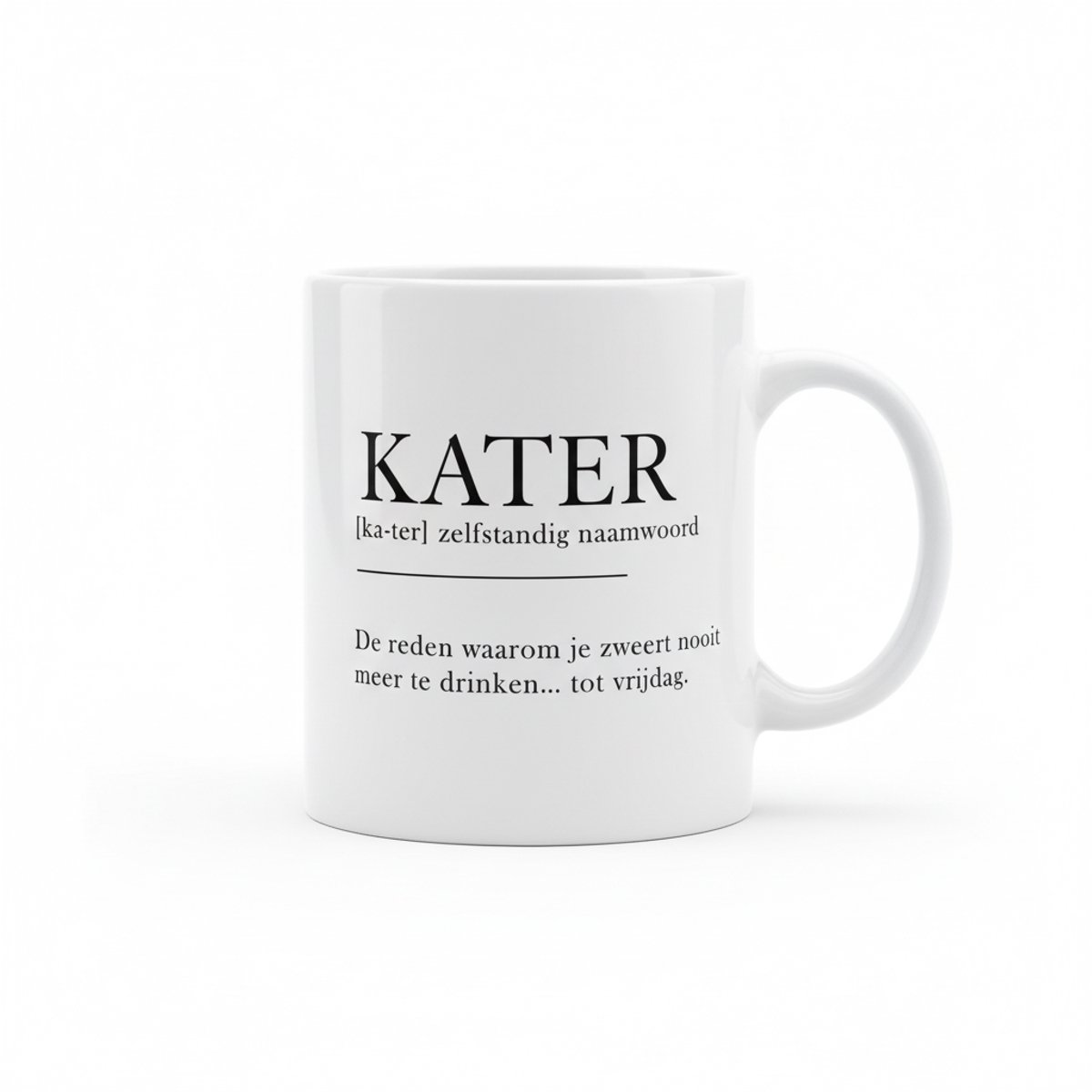 “Kater” Definitie Mok – Grappige Tekst Koffiemok – 330 ml Keramische Mok