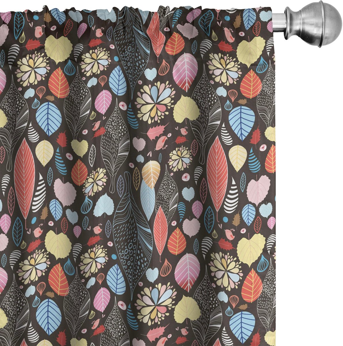 ABAKUHAUS Bladeren Gardijnen – 2x75x175 cm – Multicolor Mehrfarbig