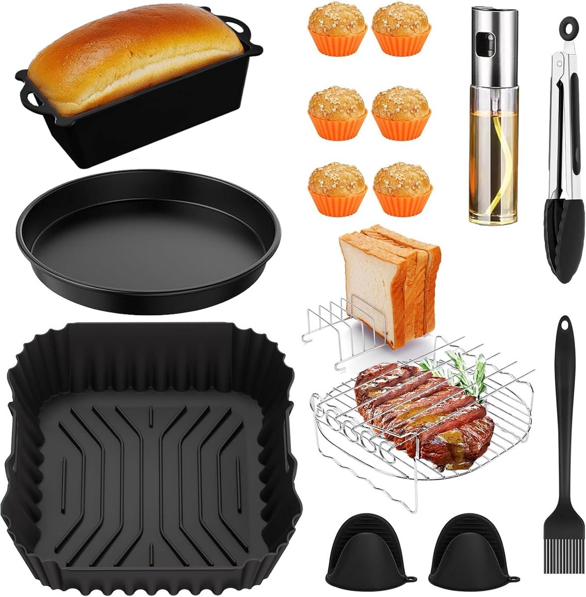Accessoireset Heteluchtfriteuse 6L - Siliconen Vorm & Bakvormen voor Airfryer XXL