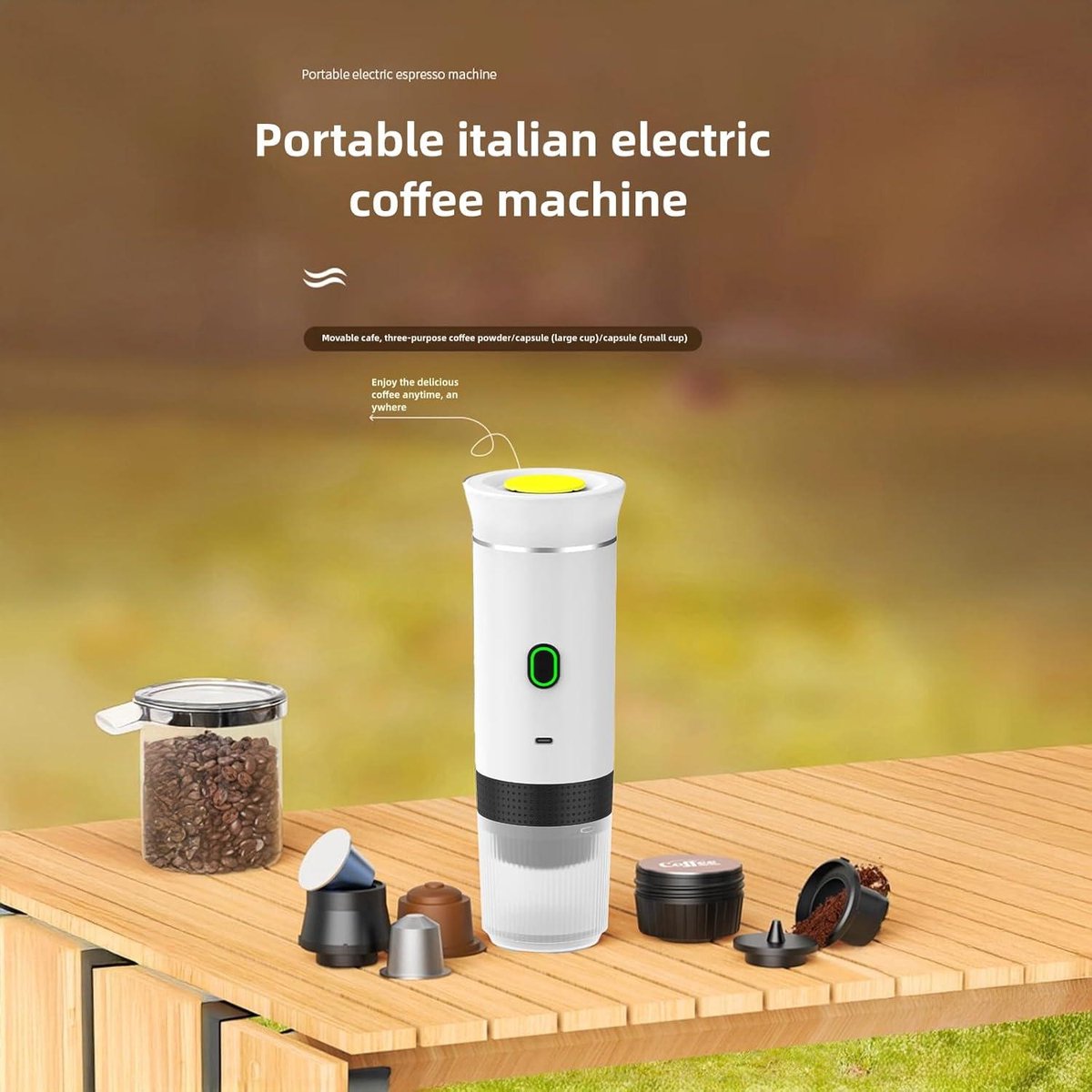 Espressomachine voor op reis - Elektrisch - Auto koffiezetapparaat - Zelfverwarmend - USB-C - Thuis en auto - Camping koffiezetapparaat - Draagbaar — cadeau in Kookcadeaus - foto 3