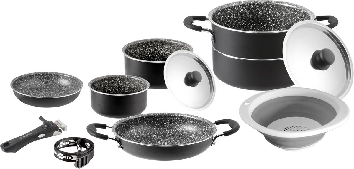 Aluminium Kookpannenset voor Camping en Buitenkeuken, 10-Delig