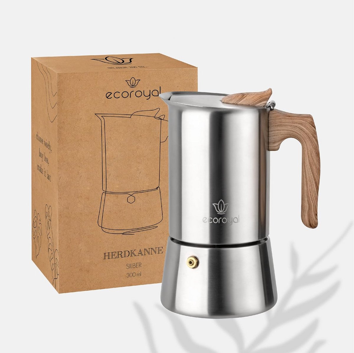 RVS Espressomaker voor 1-6 Kopjes, Geschikt voor Alle Warmtebronnen