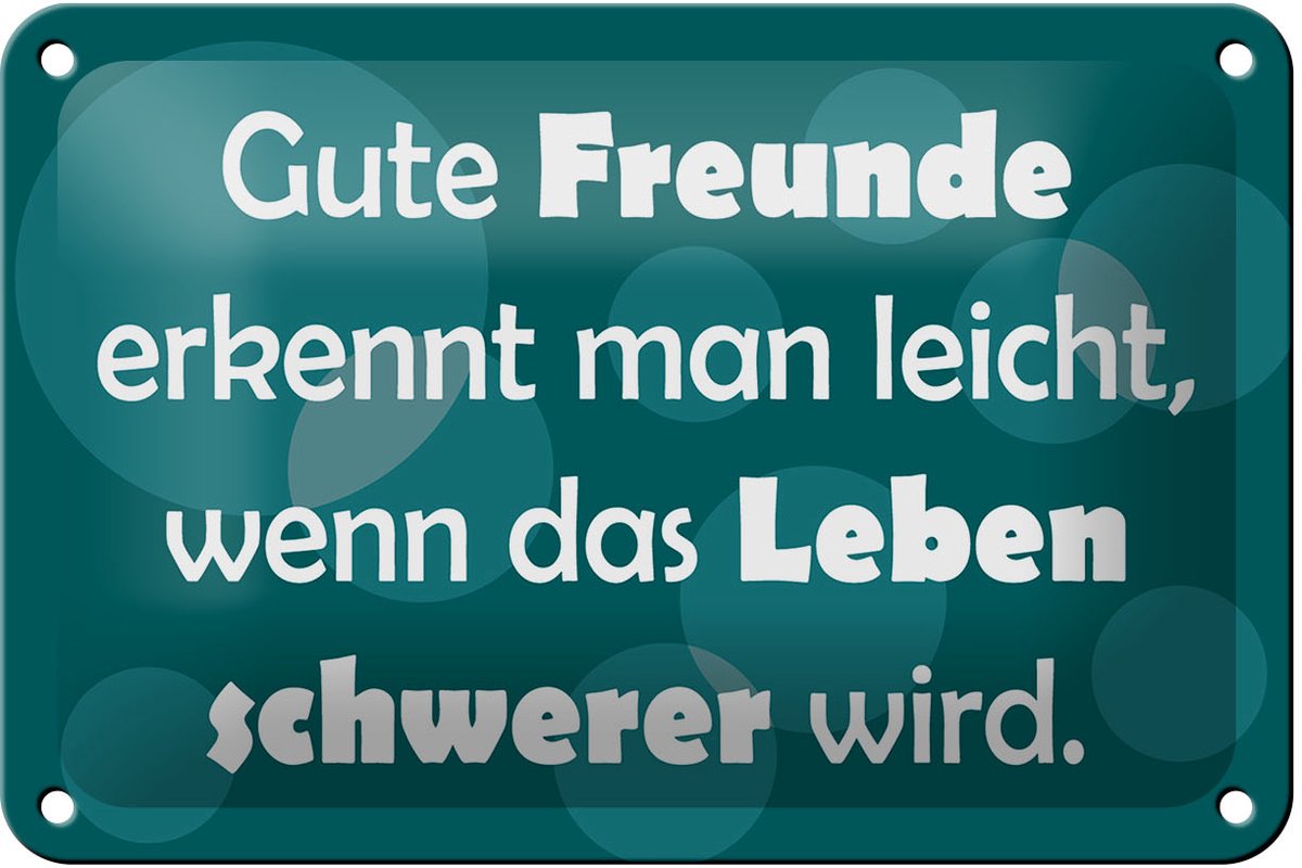 Blechschild Spruch 18x12cm Gute Freunde grünes