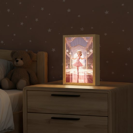 Nachtlampje 20x30 cm - Kinder lamp - Ballerina - Meisjes - Roze - Kinderen - Tafellamp kinderkamer - Slaapkamer lamp - Bedlamp kinderen - Kinderlampje stopcontact - Wandlamp babykamer - Nachtlampjes van Merkloos — afbeelding 2
