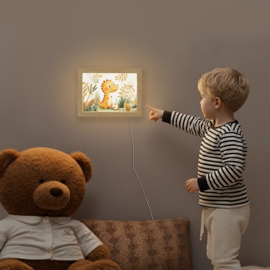 Nachtlampje 20x15 cm - Kinder lamp - Dino - Voetbal - Oranje - Tafellamp kinderkamer - Slaapkamer lamp - Bedlamp kinderen - Kinderlampje stopcontact - Wandlamp babykamer - Nachtlampjes van Merkloos — afbeelding 5