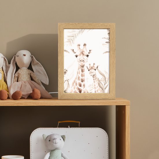 Nachtlampje 15x20 cm - Kinder lamp - Giraffe - Jungle - Bruin - Kinderen - Tafellamp kinderkamer - Slaapkamer lamp - Bedlamp kinderen - Kinderlampje stopcontact - Wandlamp babykamer - Nachtlampjes van Merkloos — afbeelding 3