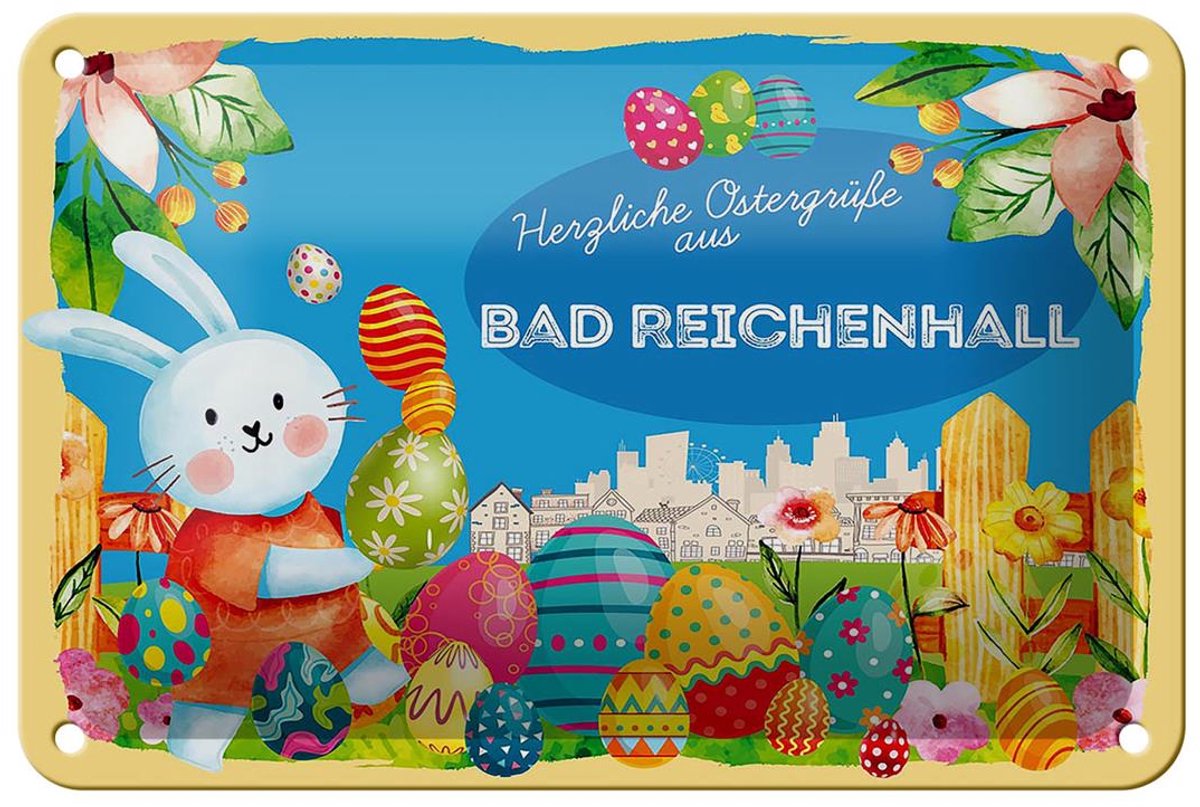 Blechschild Ostern Ostergrüße 18x12cm BAD REICHENHALL Geschenk