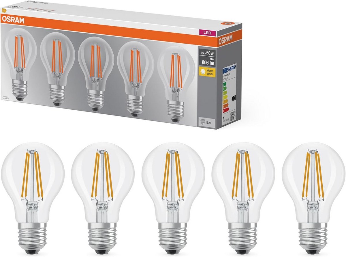 LED Filament Lamp E27 7W Warm Wit 2700K Helder 806 Lumen Vintage Look