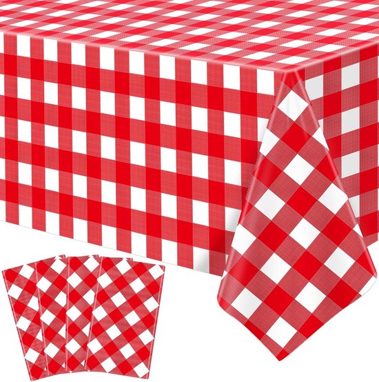 4 Stuks Rood Wit Geruite Tafelkleden Rechthoekig Voor Picknick Bbq En 