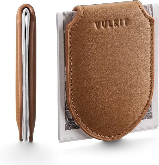 VULKIT Creditcardhouder RFID Blokkering Aluminium Behuizing met Lederen