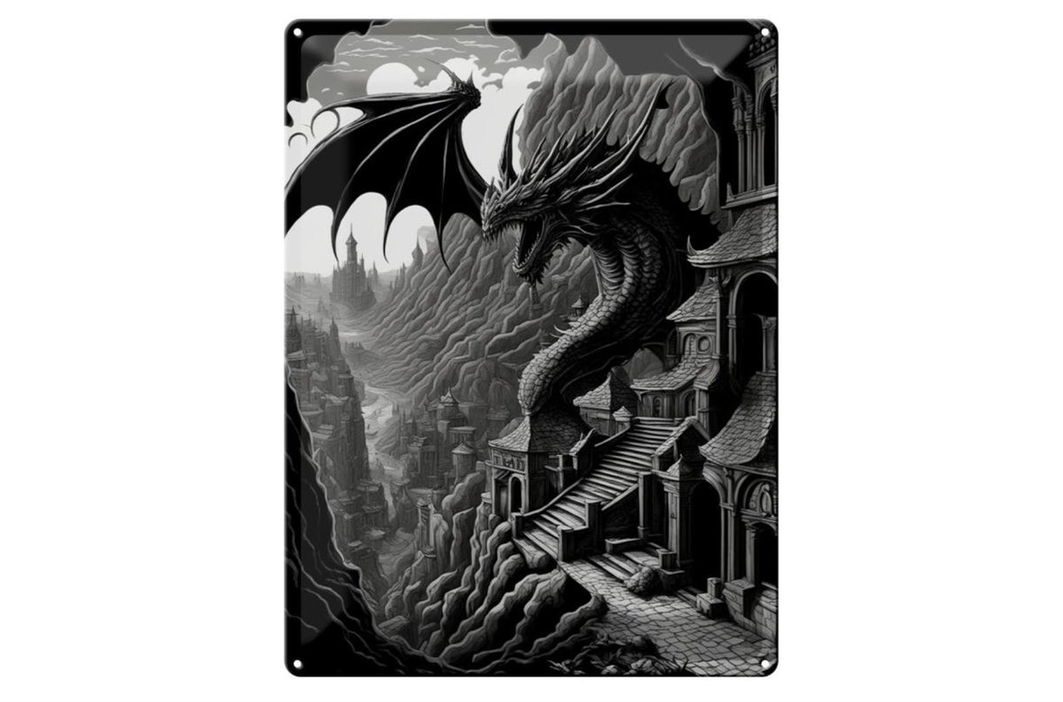 Blechschild 12x18cm Wurzelstadt Drache 3