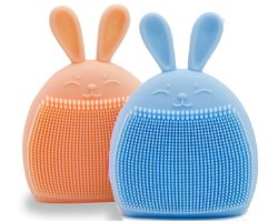 2 Stuks - Baby Siliconen Massageborstel met Konijnenoortjes – Zachte Scrubber met Handige Opening om Vast te Houden – 85×65 mm