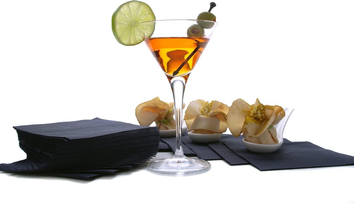 Zwarte Cocktail Servetten 2-laags - 500 stuks - 12.5 x 12.5 cm