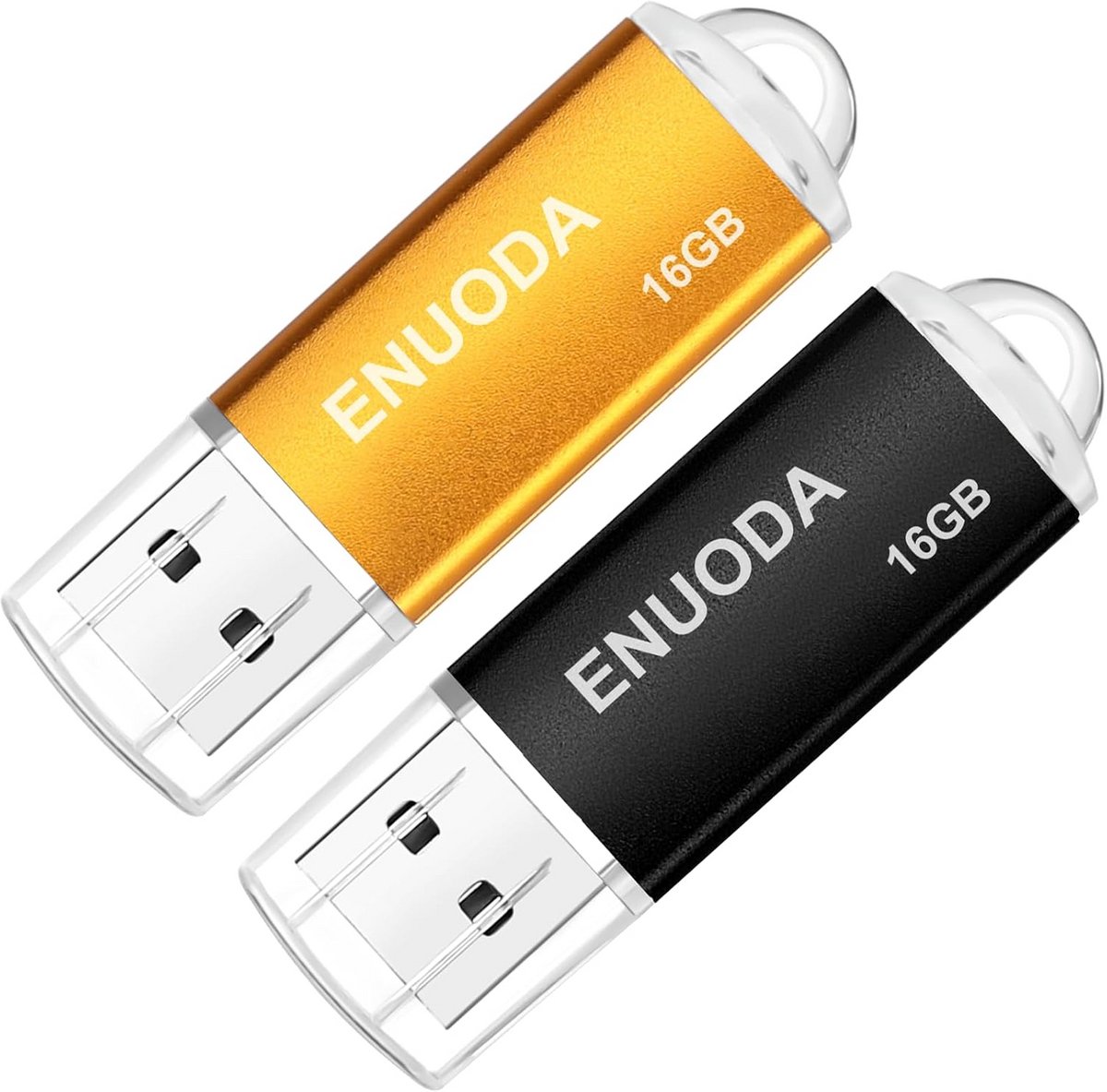 2 Stuks 16GB USB 2.0 Geheugenstick met LED Indicator - Zwart & Goud