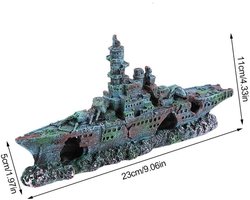 Vis Aquarium Decoratie Kunstmatig Hars Huis Verberg Schip Boot Grot Decoratie Ornament voor Zoutwater Aquarium met Planten - 75 karakters