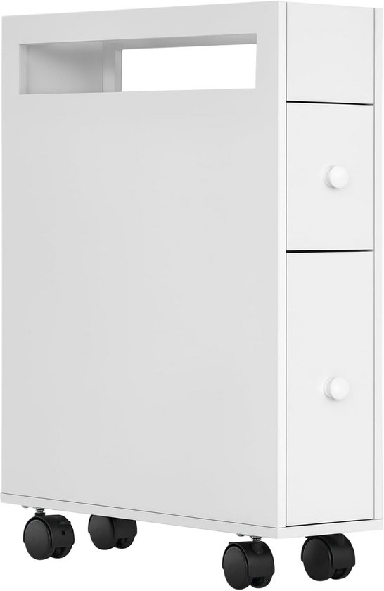 Niskast op wielen Broreynna 66x15x33 cm zwart [en.casa] - Badkamer