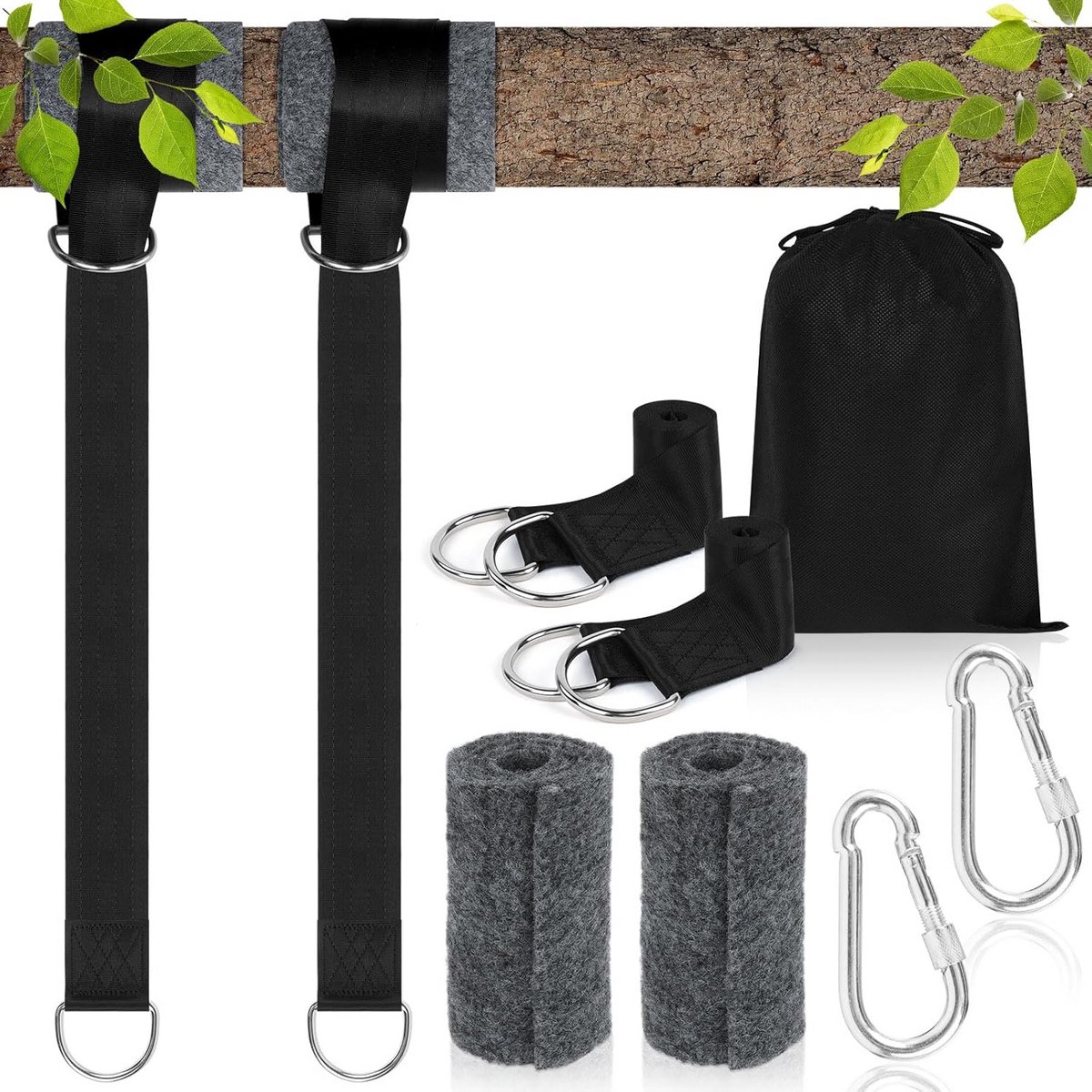 Schommelbeugel Set - Hangmat Ophanging - Veilig Ophangen - Boom Bescherming - 1.5 Meter - Geel