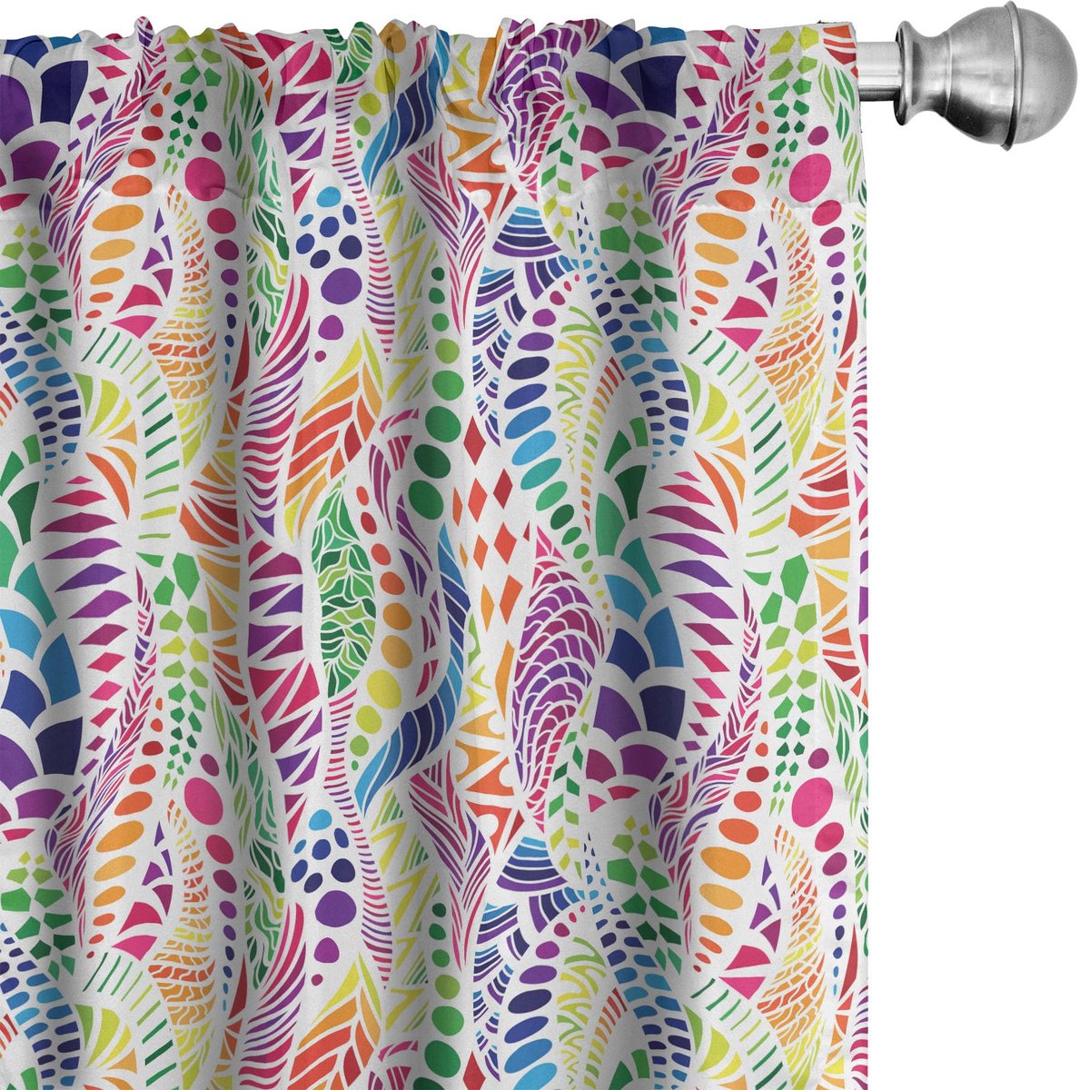 ABAKUHAUS Geometrische Voorhangen – Levendig Mozaïek – 2x75x245 cm – Multicolor Mikrofaser Mehrfarbig