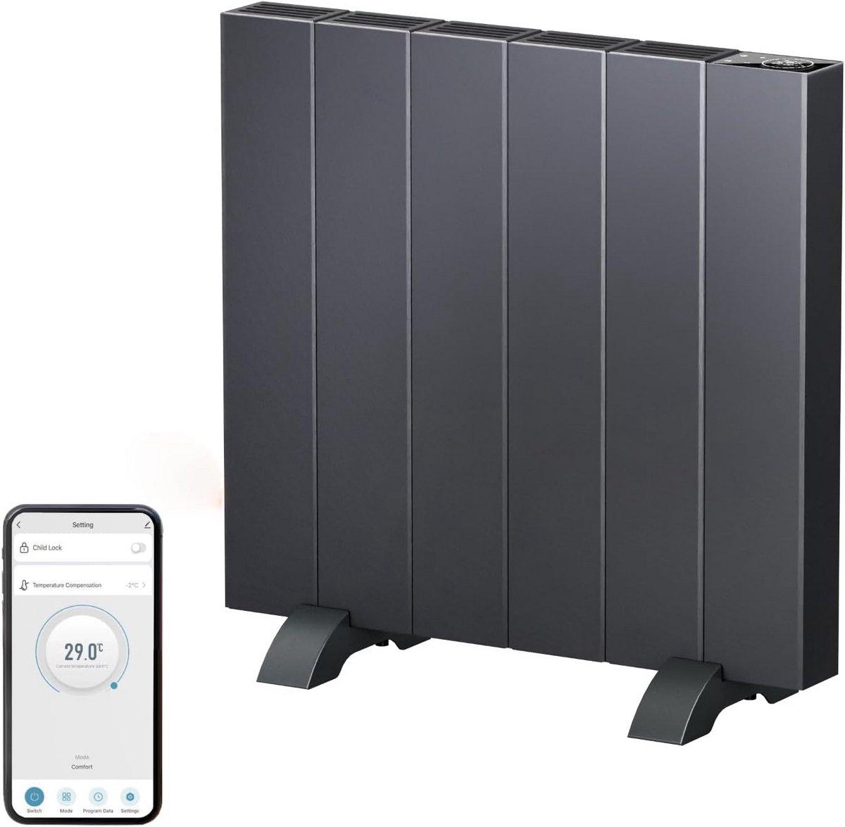 Energiezuinige Elektrische Convectorverwarming met LCD, Timer en Afstandsbediening