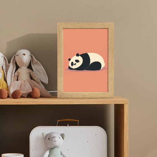 Nachtlampje 15x20 cm - Kinder lampje - Panda - Slaap - Oranje - Tafellamp kinderkamer - Slaapkamer lamp - Bedlamp kinderen - Kinderlampje stopcontact - Wandlamp babykamer - Nachtlampjes van OnlyWow — afbeelding 3