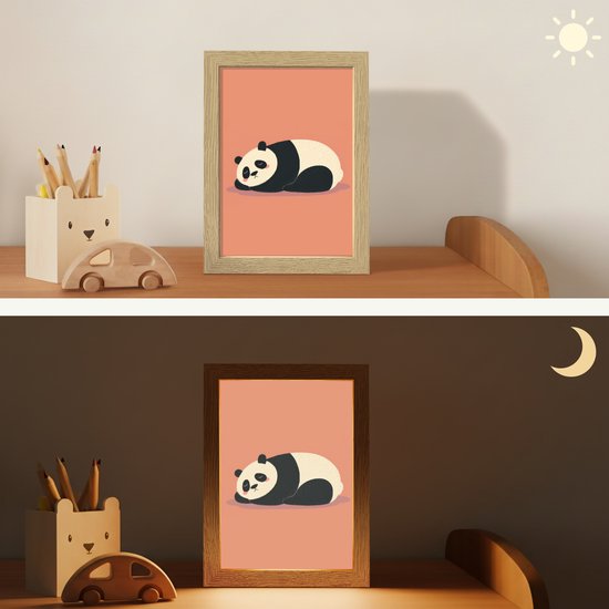Nachtlampje 15x20 cm - Kinder lampje - Panda - Slaap - Oranje - Tafellamp kinderkamer - Slaapkamer lamp - Bedlamp kinderen - Kinderlampje stopcontact - Wandlamp babykamer - Nachtlampjes van OnlyWow — afbeelding 4