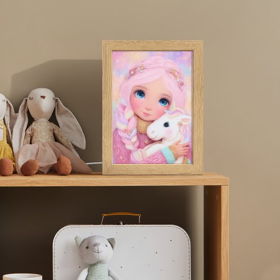 Nachtlampje 15x20 cm - Kinder lamp - Meisje - Eenhoorn - Roze - Tafellamp kinderkamer - Slaapkamer lamp - Bedlamp kinderen - Kinderlampje stopcontact - Wandlamp babykamer - Nachtlampjes van Merkloos — afbeelding 3