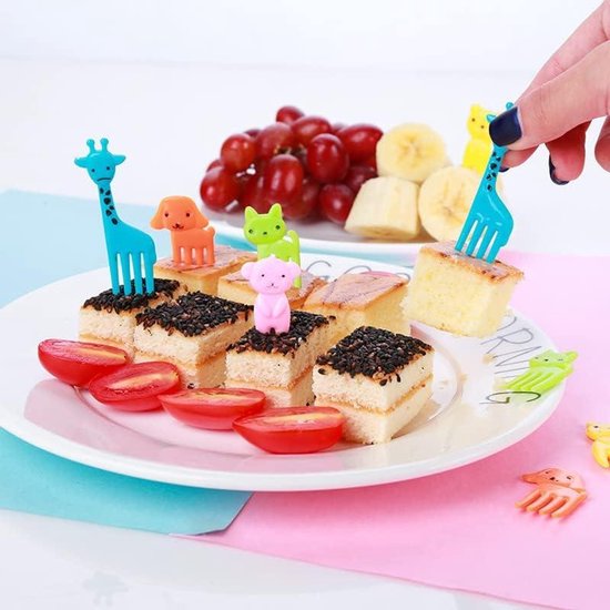 Vicloon Fruitvorken dieren, 68 stuks fruitvorken, tandenstokers, mini-herbruikbare fruit forks kids plastic bento box accessoires, dessertofruit-lunchfeest, kinderen, tandenstokers voor volwassenen