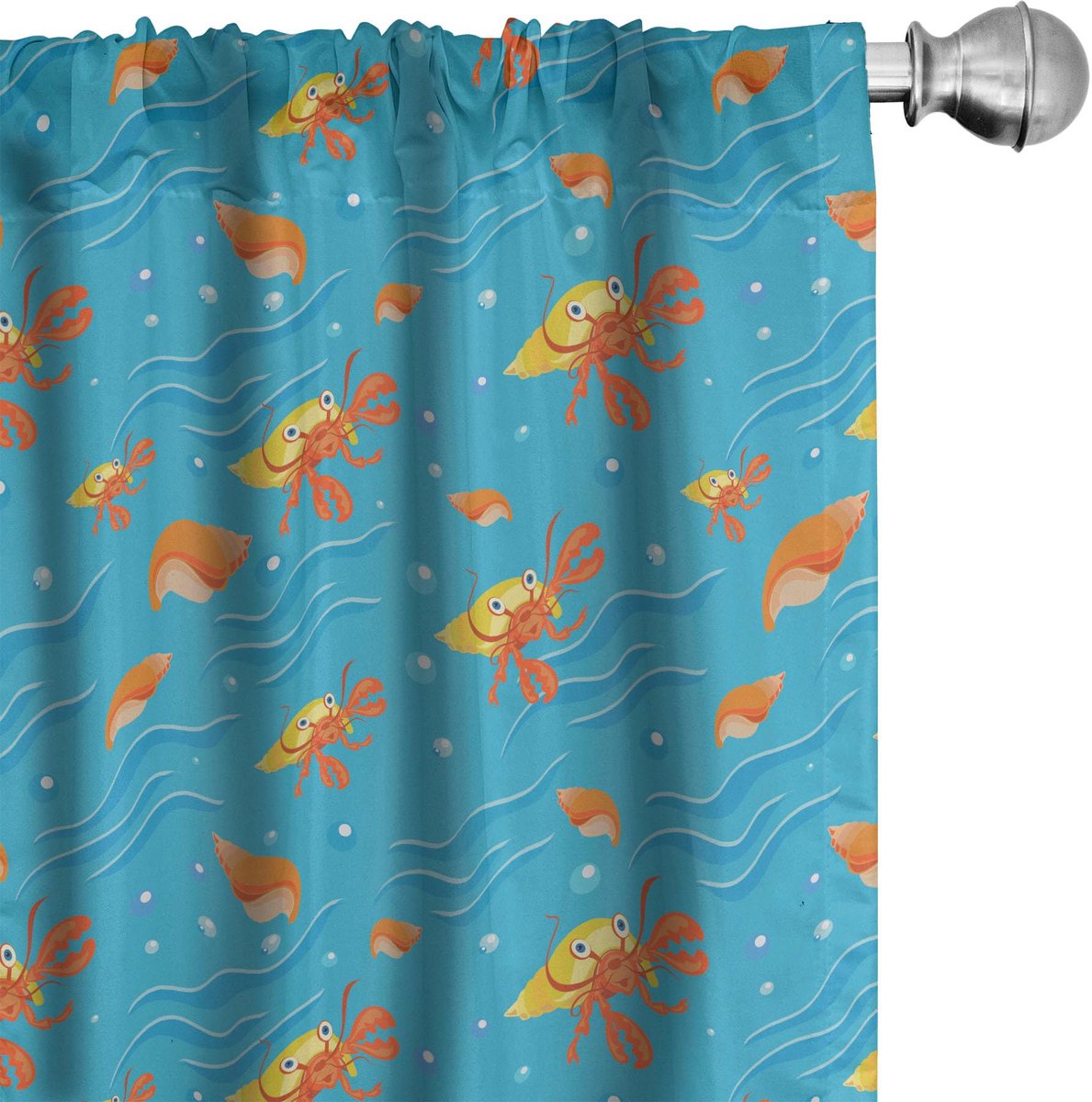 ABAKUHAUS Hermietkreeft gordijnen – 2x75x175 cm – microvezel – halfdonker Diep Hemelsblauw Geel