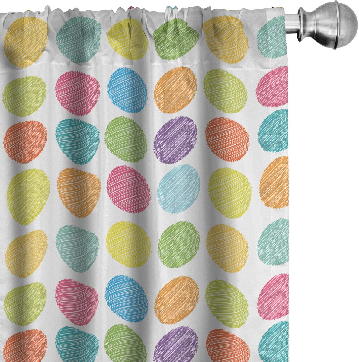 ABAKUHAUS Veelkleurige gordijnen – Regenboogcirkels – 2x75x245 cm – Microvezel