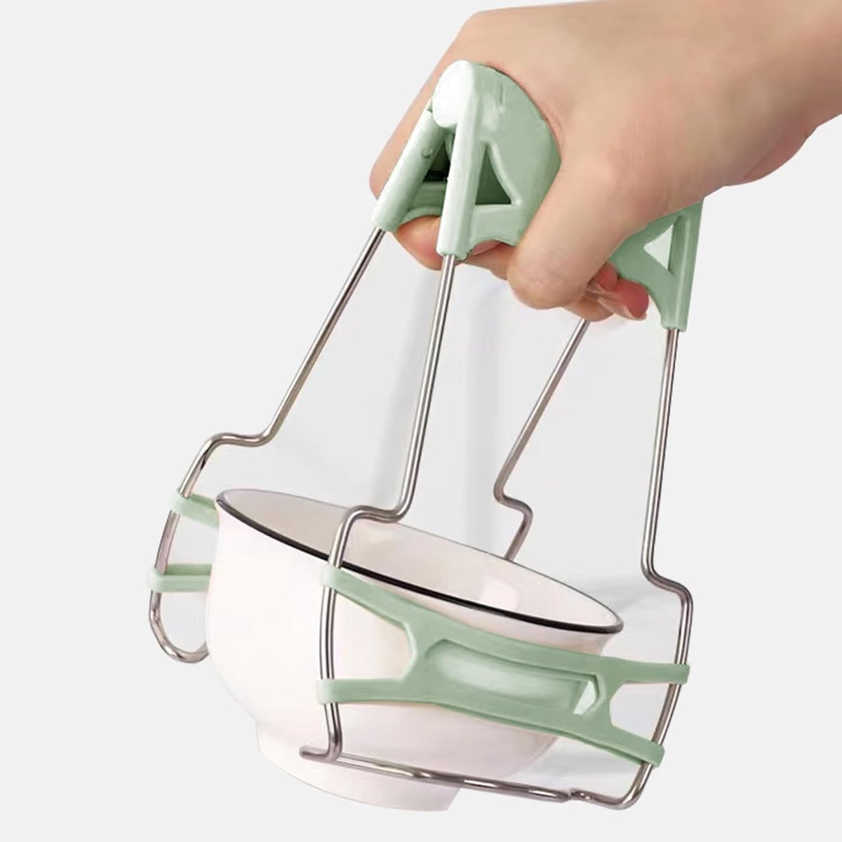 Set van 2: Geïsoleerde bordklemmen, warmhoudplaatklemmen, bordgrepen, bordtang, roestvrijstalen komklemmen (groen)