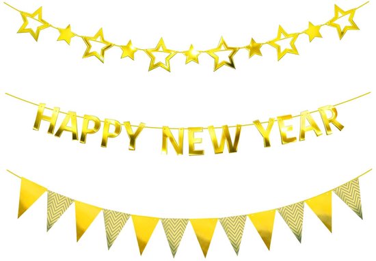 Gouden Happy New Year taartdecoratie - Nieuwjaar voor feesten en