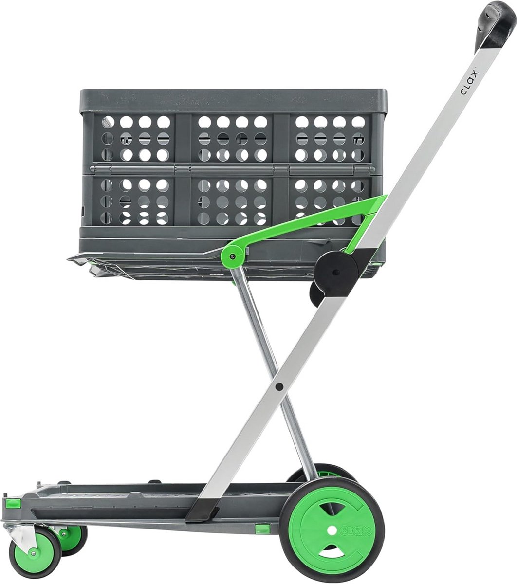 Opvouwbare Trolley Groen met Dubbele Laag en Inklapbare Krat - Stevige Handwagen