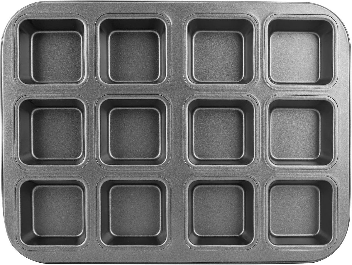 Brownie Pan met Verdeler - 12 Holte Mini Cake Bakvorm voor Cookies en Brood