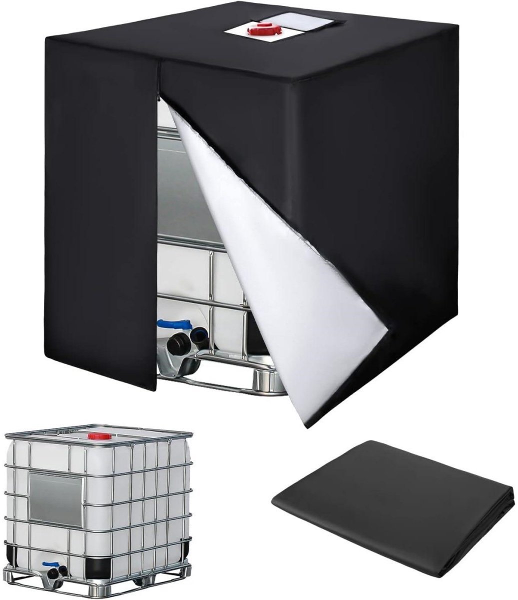GELLDG Waterreservoirhoes - 1000L - Tankhoes - Waterdicht en winddicht - Met ritssluiting - Beschermhoes voor containers - Geschikt voor waterreservoirs van 1000 liter - 120 x 100 x 116 cm