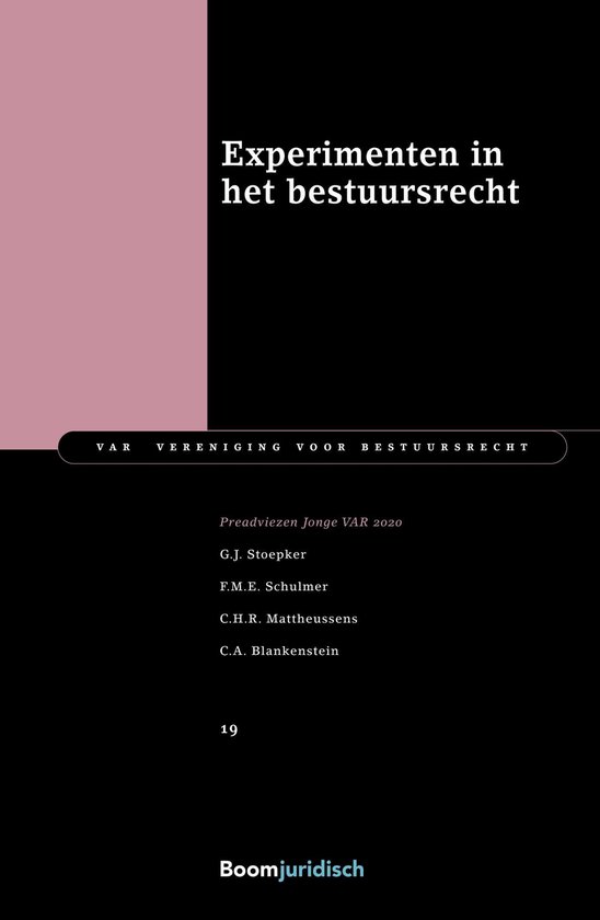 Jonge VAR-reeks 19 - Experimenten in het bestuursrecht - cover