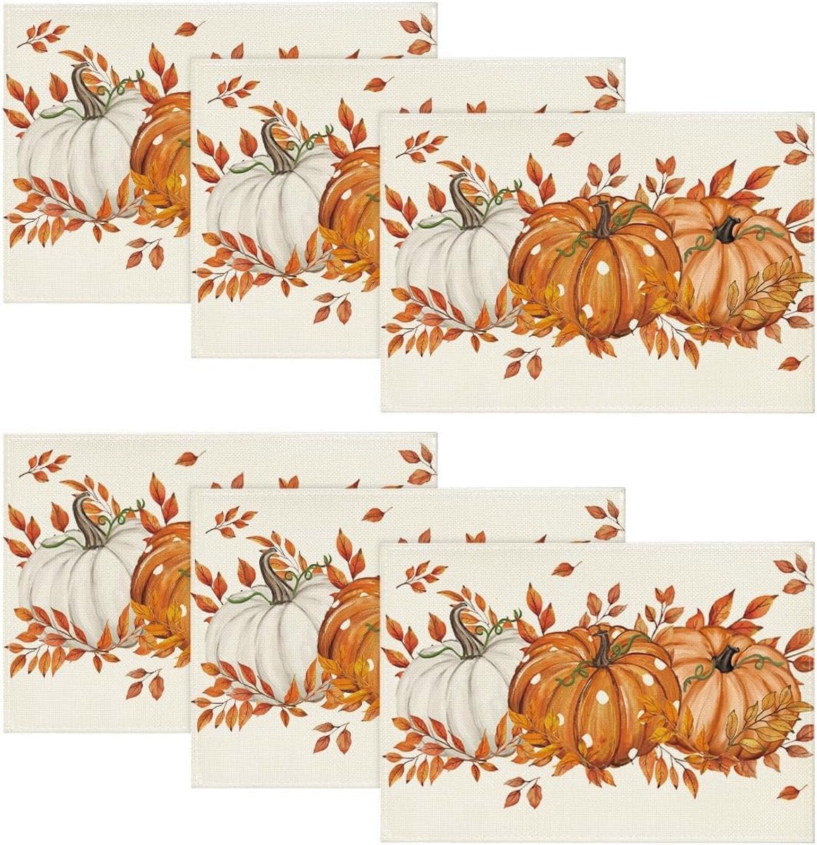 Herfst Placemats voor Tafeldecoratie - Wasbare Set van 6, 30 x 45 cm