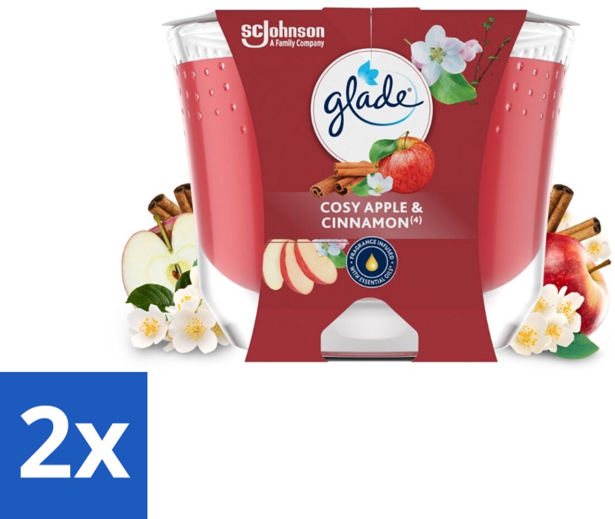 Glade - Geurkaars Appel Kaneel - 100% Raapzaadwas - 204 g - Voordeelverpakking - 2 stuks