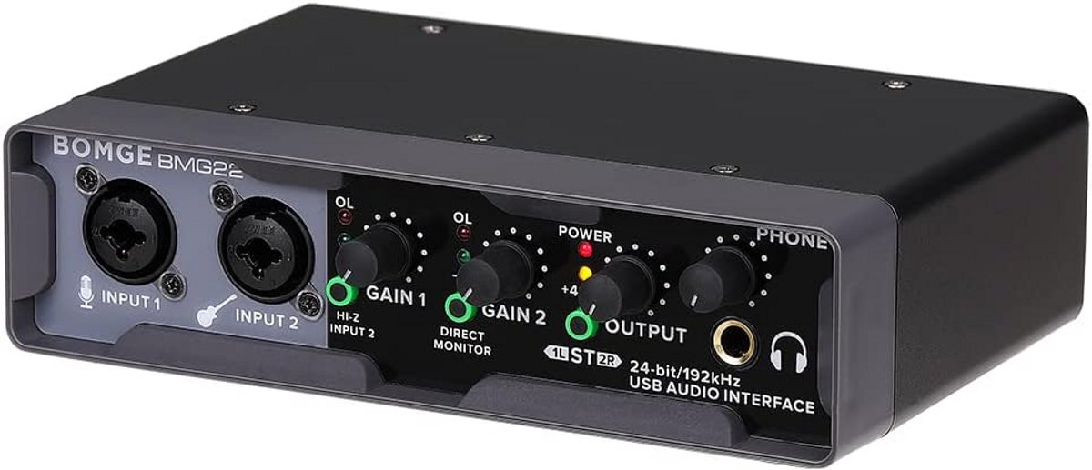 2-Kanaals USB Audio Interface 24-bit/192 kHz met XLR, Fantoomvoeding & Latency Vrije Monitoring