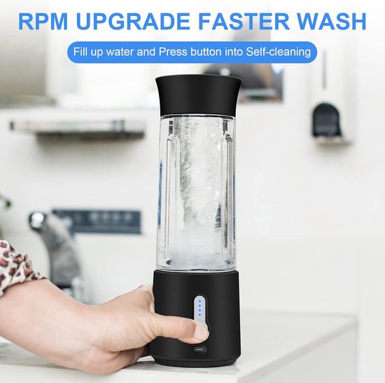 Draagbare blender 500 Ml - Portable blender - Krachtige 6 messen - Met 4000 mah - Mini blender voor shakes en proteïnedranken - Sapcentrifuge - Zwart van Merkloos — afbeelding 4