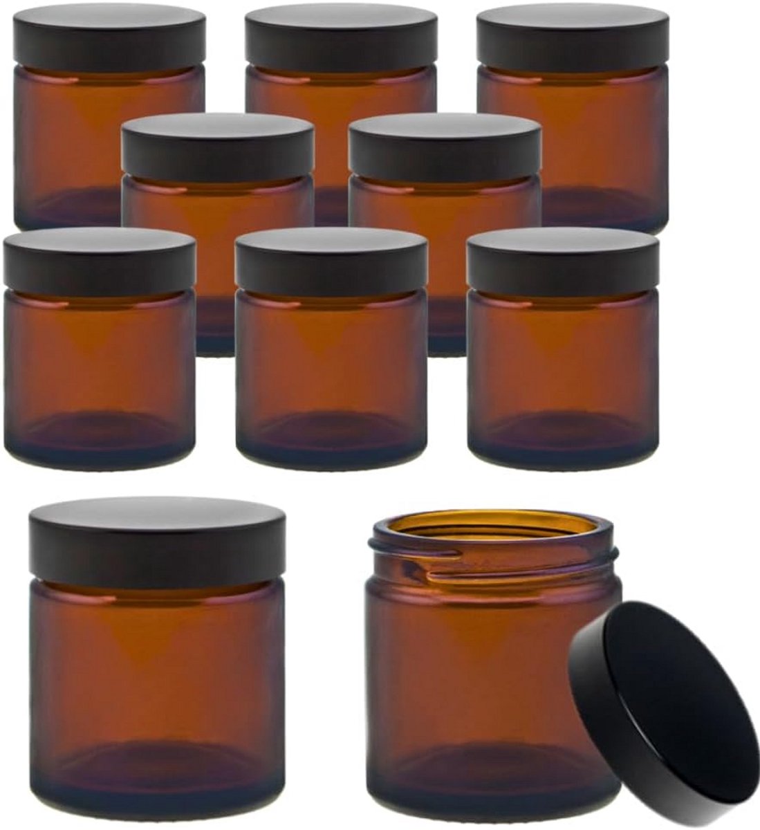 Kleine glazen potjes 60 ml met deksel en etiketten